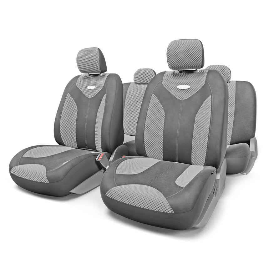 Чехлы на сиденья универсальные экокожа MATRIX MTX-1105G D.GY/L.GY (M)