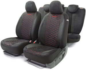 Комплект чехлов на сиденья ALCANTARA, материал алькантара ALC-1505 BK/RD Комплект чехлов на сиденья ALCANTARA, материал алькантара ALC-1505 BK/RD