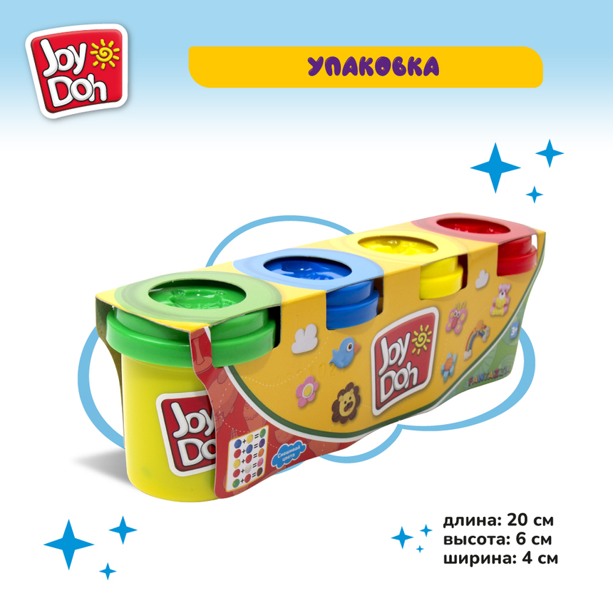 Масса для лепки Joy-Doh, набор из 4 баночек 56г POT-04/056 Масса для лепки Joy-Doh, набор из 4 баночек 56г POT-04/056