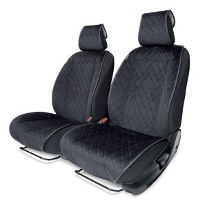 Накидки на передние сиденья автомобиля "Autoprofi", алькантара ALC-0410 BK/BL