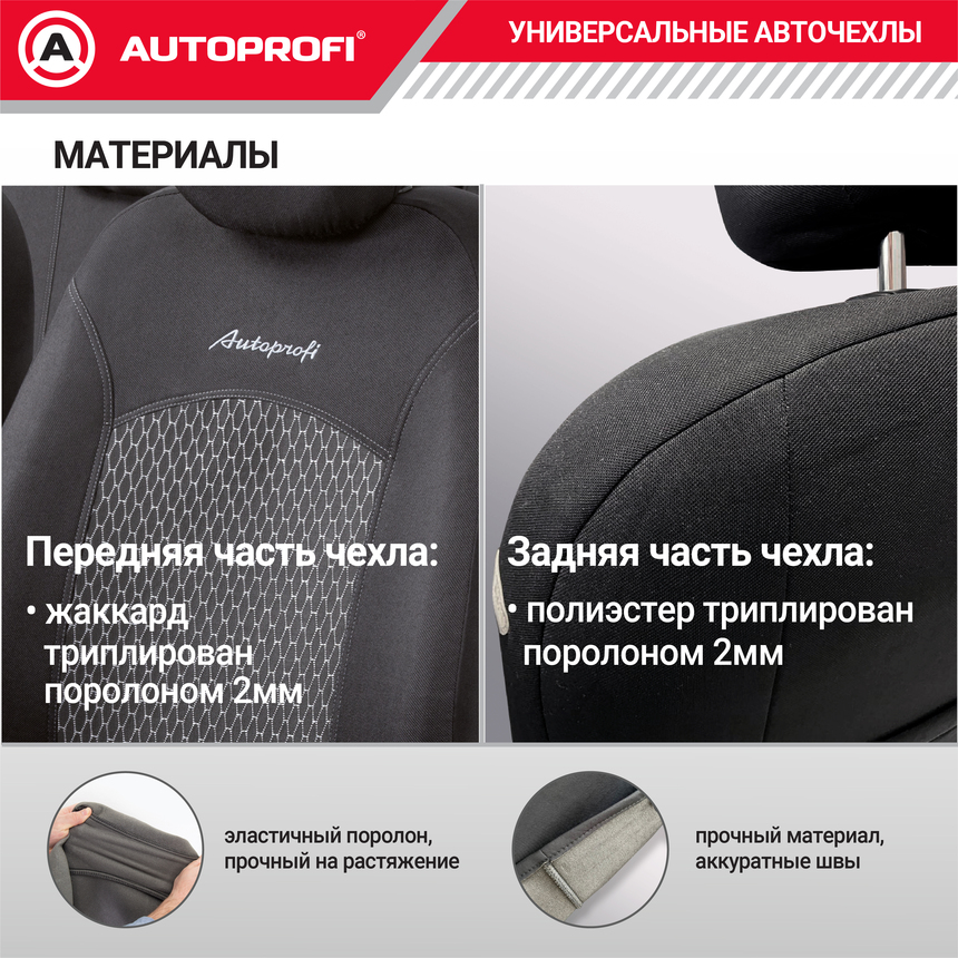 Комплект чехлов на сиденья JACQARD, материал жаккард JAC-1102 SKYNET Комплект чехлов на сиденья JACQARD, материал жаккард JAC-1102 SKYNET