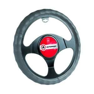 Кожаная оплётка руля AUTOPROFI AP-396 D.GY (L)