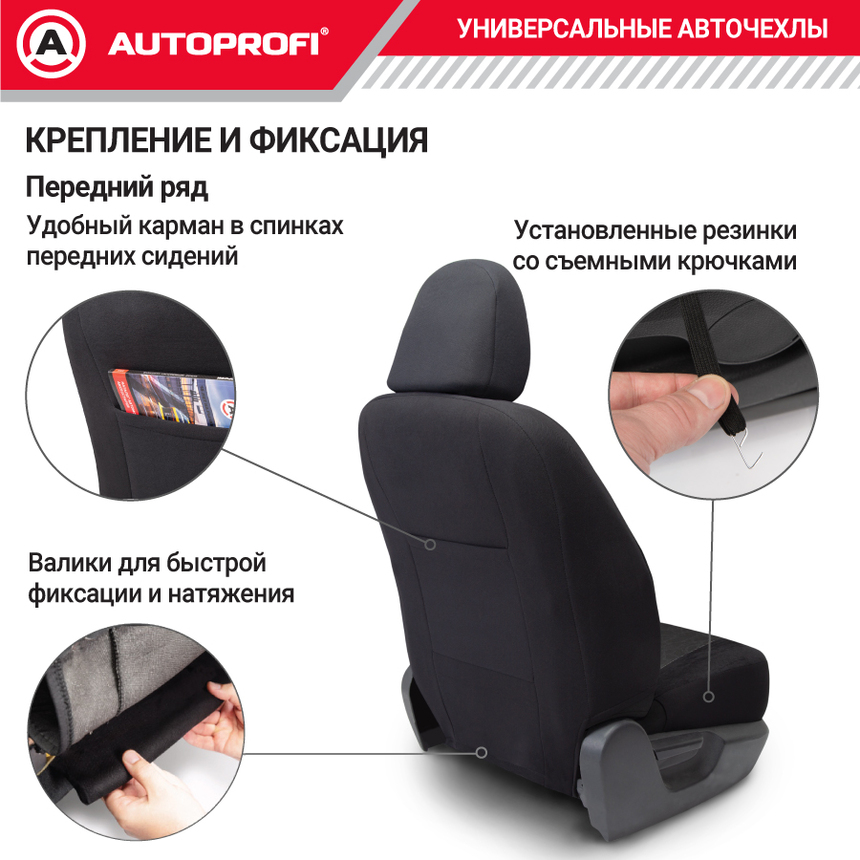 Комплект чехлов на сиденья PERFORMANCE, материал полиэстер PRF-1505 BK/BL