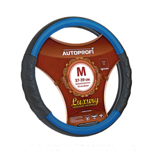 Кожаная оплётка руля AUTOPROFI AP-1070 BK/BL (M) Кожаная оплётка руля AUTOPROFI AP-1070 BK/BL (M)