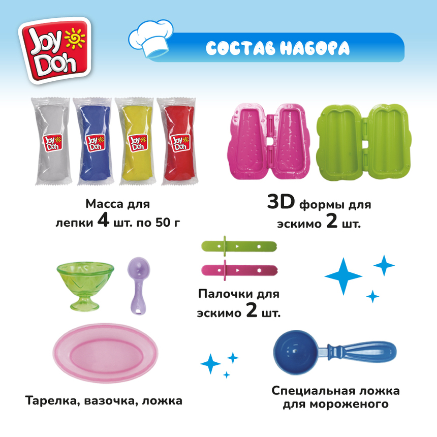 Масса для лепки Joy-Doh, набор ЭСКИМО ICET-200 bag Масса для лепки Joy-Doh, набор ЭСКИМО ICET-200 bag