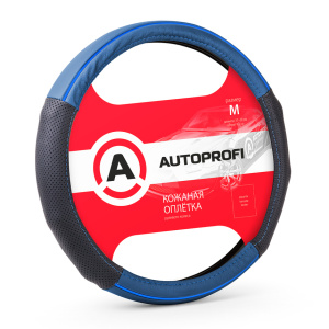 Кожаная оплётка руля AUTOPROFI AP-1060 BK/BL (M) Кожаная оплётка руля AUTOPROFI AP-1060 BK/BL (M)