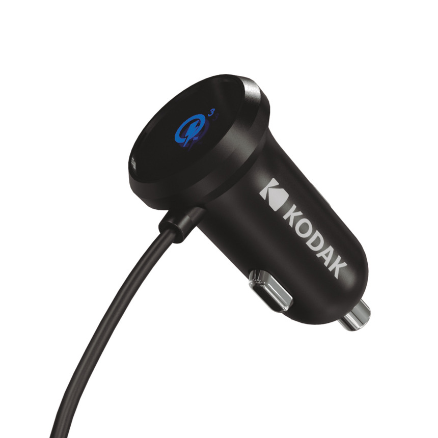 Автомобильное зарядное устройство KODAK для телефона/планшета, micro-USB, Quick Charge 3.0. UC104