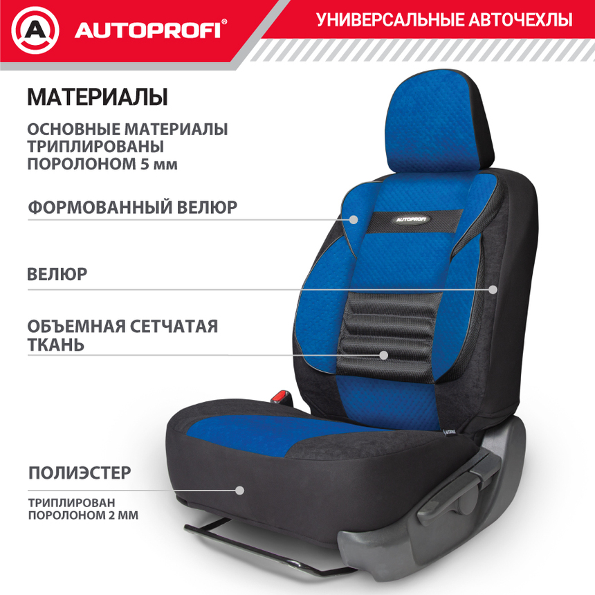 Чехлы на сиденья универсальные COMFORT COMBO CMB-1105 BK/BL Чехлы на сиденья универсальные COMFORT COMBO CMB-1105 BK/BL