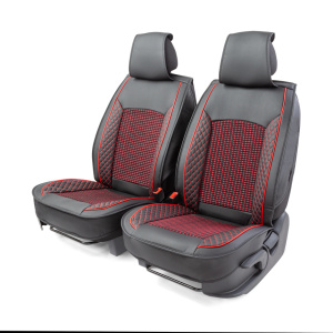 Каркасные накидки на передние сиденья "Car Performance", 2 шт., экокожа CUS-2102 BK/RD Каркасные накидки на передние сиденья "Car Performance", 2 шт., экокожа CUS-2102 BK/RD