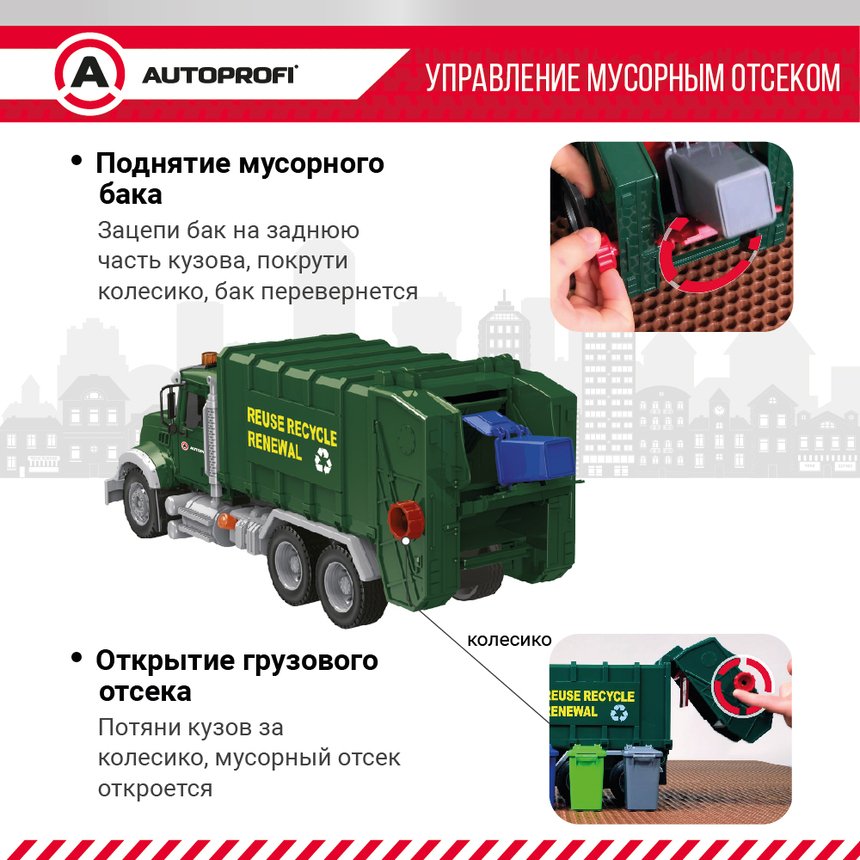 Инерционный городской транспорт с подвижными деталями "Мусоровоз" CA-035/GARB Инерционный городской транспорт с подвижными деталями "Мусоровоз" CA-035/GARB