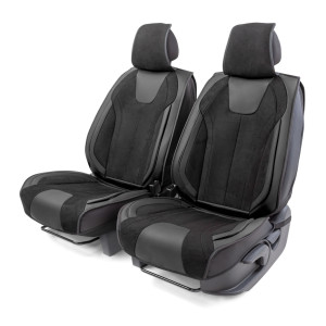 Каркасные 3D накидки на передние сиденья "Car Performance", 2 шт., экокожа/алькантара CUS-3034 BK/BK