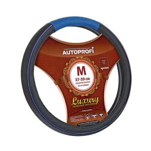 Кожаная оплётка руля AUTOPROFI AP-1080 BK/BL (M) Кожаная оплётка руля AUTOPROFI AP-1080 BK/BL (M)