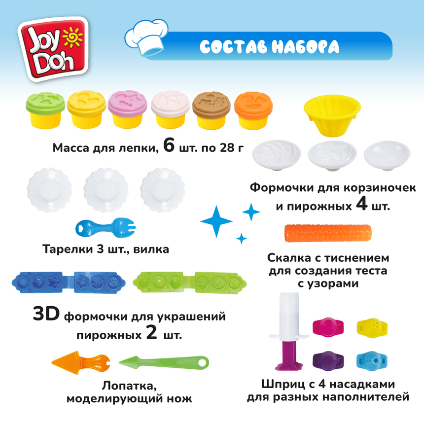 Масса для лепки Joy-Doh, набор ЛЮБИМЫЕ ПИРОЖНЫЕ KEKS-168 pot Масса для лепки Joy-Doh, набор ЛЮБИМЫЕ ПИРОЖНЫЕ KEKS-168 pot