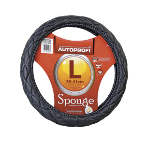 Спонжевая оплетка руля AUTOPROFI SP-9010 BK (L)
