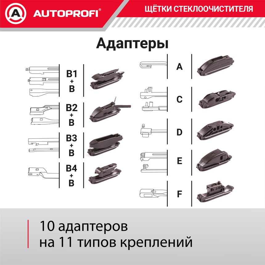 Щетка стеклоочистителя "AUTOPROFI", гибридная HYB-19