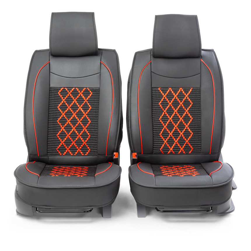 Каркасные накидки на передние сиденья "Car Performance", 2 шт., экокожа CUS-2092 BK/RD