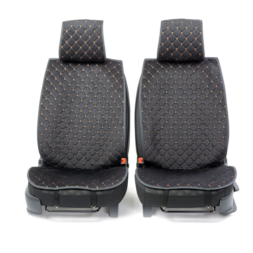 Накидки на передние сиденья "Car Performance", 2 шт., алькантара CUS-1012 BK/BE Накидки на передние сиденья "Car Performance", 2 шт., алькантара CUS-1012 BK/BE