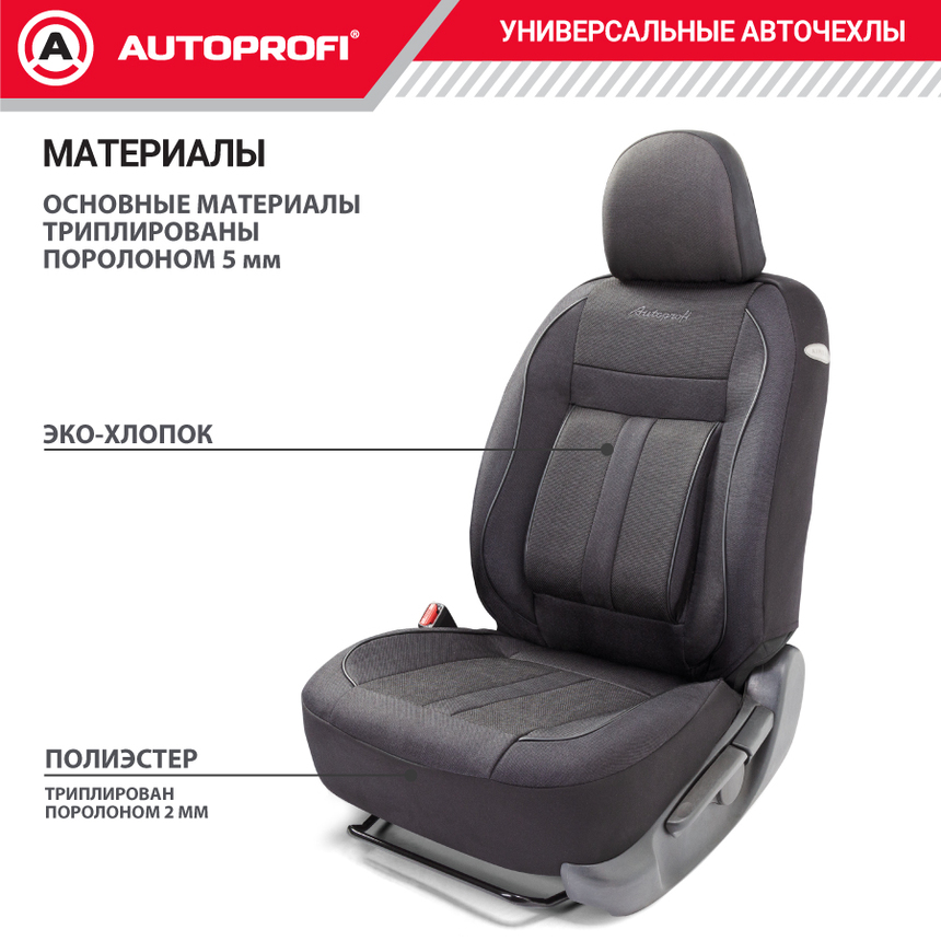 Комплект чехлов на сиденья CUSHION COMFORT, материал хлопок CUS-1505 BK/BK Комплект чехлов на сиденья CUSHION COMFORT, материал хлопок CUS-1505 BK/BK