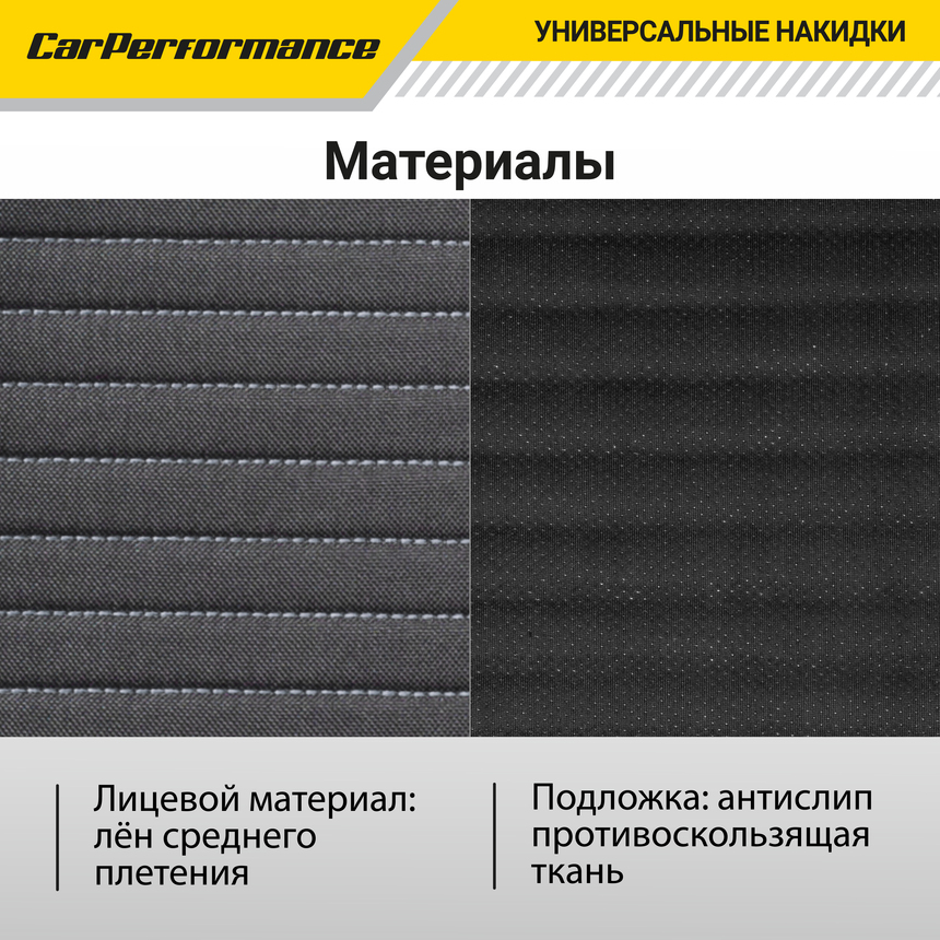 Накидки на передние сиденья "Car Performance", 2 шт., fiberflax CUS-1022 BK/GY