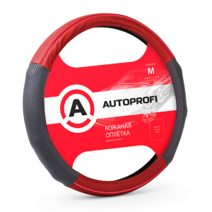 Кожаная оплётка руля AUTOPROFI AP-1060 BK/RD (M) Кожаная оплётка руля AUTOPROFI AP-1060 BK/RD (M)