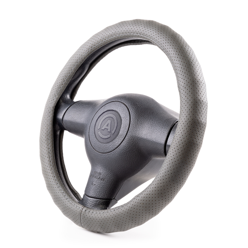 Оплётка руля AUTOPROFI из экокожи AP-1912 D.GY (M)