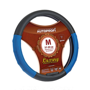 Кожаная оплётка руля AUTOPROFI AP-1030 BK/BL (M) Кожаная оплётка руля AUTOPROFI AP-1030 BK/BL (M)