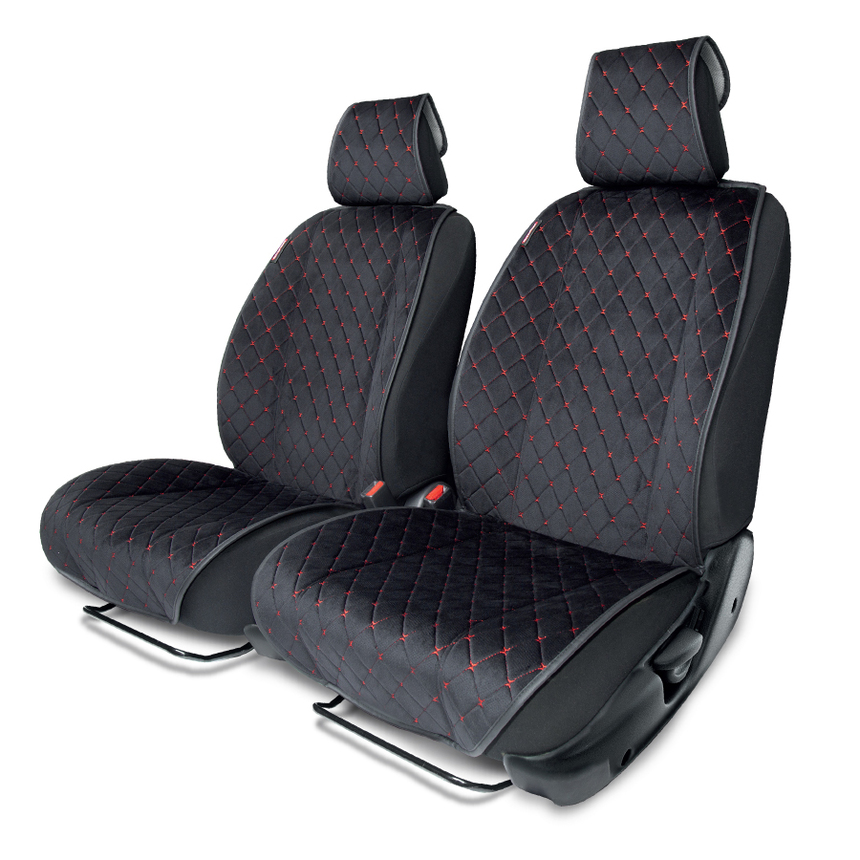 Накидки на передние сиденья автомобиля "Autoprofi", алькантара ALC-0410 BK/RD