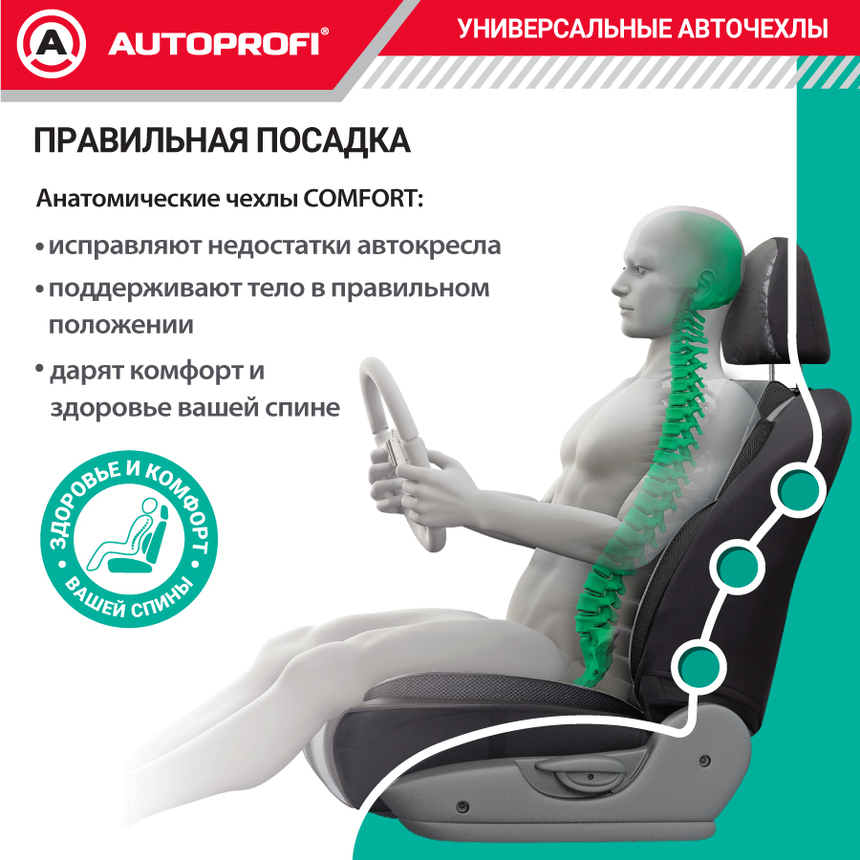 Чехлы на сиденья универсальные COMFORT COM-1105 BK/BL Чехлы на сиденья универсальные COMFORT COM-1105 BK/BL