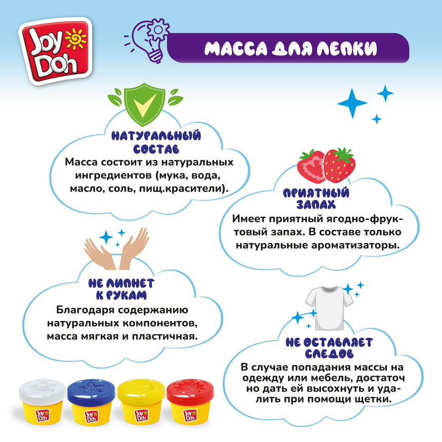 Масса для лепки Joy Doh, набор COOKIE CUTTER SET - ИЗУЧАЕМ ЦВЕТА И ФОРМЫ, 16 аксессуаров, 4 баночки теста, (4 x 50 г.) COOK-200 pot Масса для лепки Joy Doh, набор COOKIE CUTTER SET - ИЗУЧАЕМ ЦВЕТА И ФОРМЫ, 16 аксессуаров, 4 баночки теста, (4 x 50 г.) COOK-200 pot