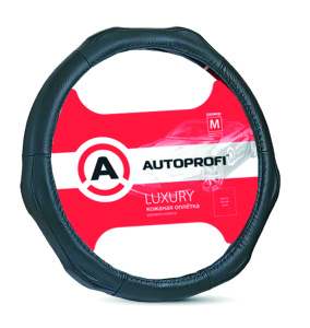 Кожаная оплётка руля AUTOPROFI AP-1020 BK (M)
