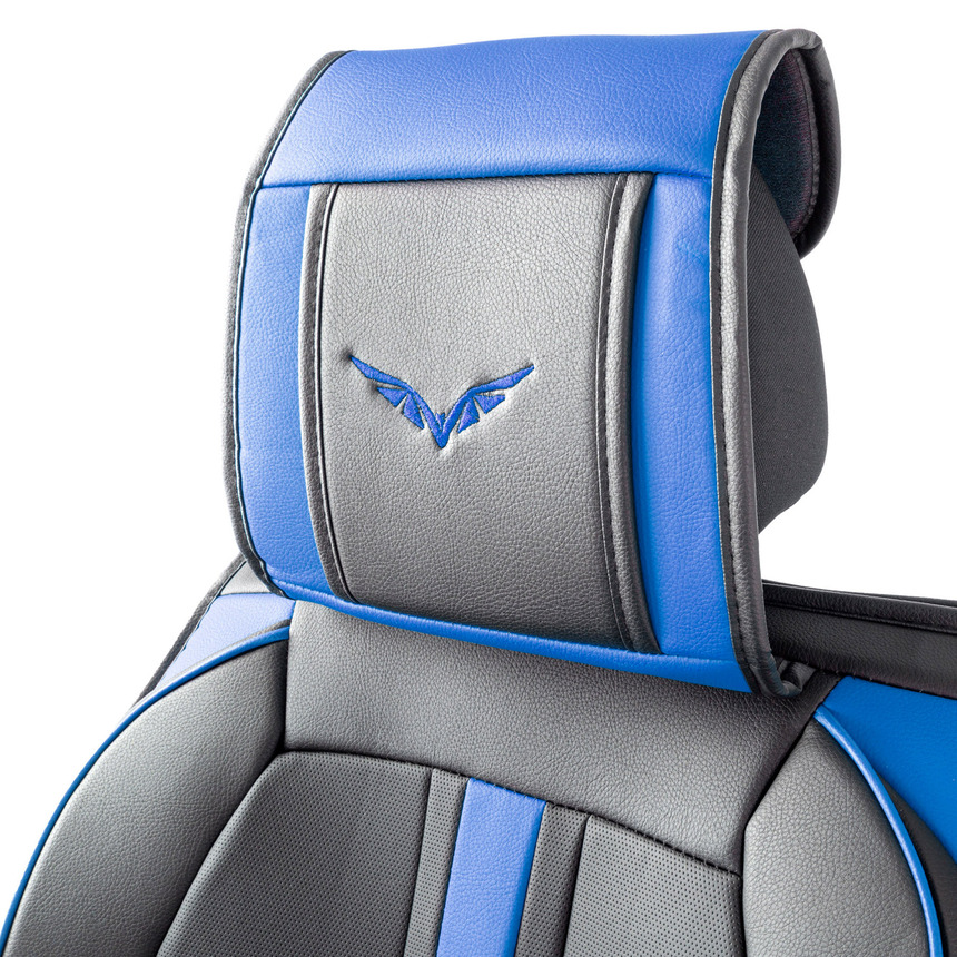 Каркасные 3D накидки на передние сиденья "Car Performance", 2 шт., экокожа CUS-3012 BK/BL