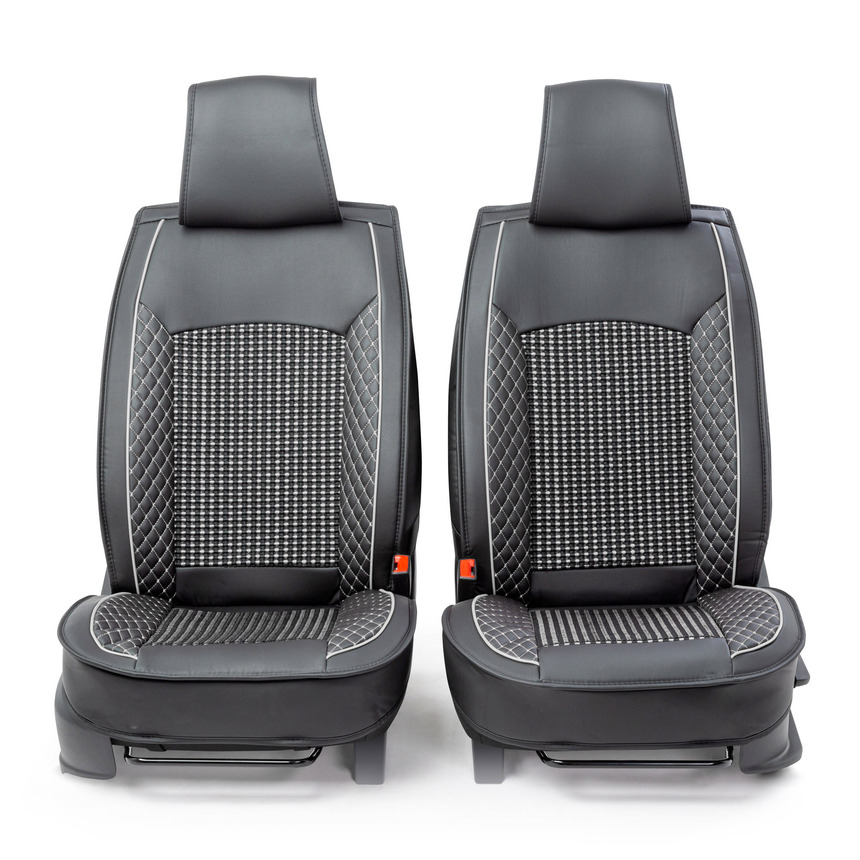 Каркасные накидки на передние сиденья "Car Performance", 2 шт., экокожа CUS-2102 BK/GY