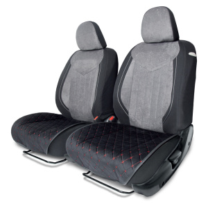 Накидки на нижнюю часть переднего сиденья AUTOPROFI, алькантара ALC-0210 BK/RD
