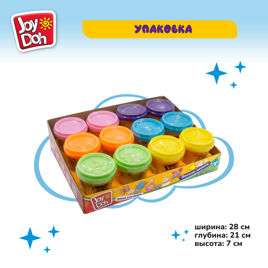 Масса для лепки Joy-Doh, 1 баночка (112 г) на дисплее POT-01/112 PDQ Масса для лепки Joy-Doh, 1 баночка (112 г) на дисплее POT-01/112 PDQ