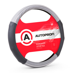 Кожаная оплётка руля AUTOPROFI AP-1060 BK/GY (M) Кожаная оплётка руля AUTOPROFI AP-1060 BK/GY (M)