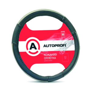 Кожаная оплётка руля AUTOPROFI AP-678 BK/GY (L) Кожаная оплётка руля AUTOPROFI AP-678 BK/GY (L)
