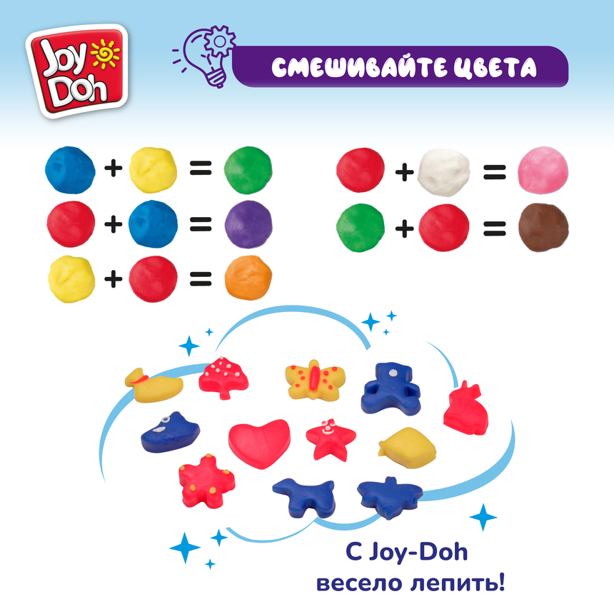 Масса для лепки Joy Doh, набор COOKIE CUTTER SET - ИЗУЧАЕМ ЦВЕТА И ФОРМЫ, 16 аксессуаров, 4 баночки теста, (4 x 50 г.) COOK-200 pot Масса для лепки Joy Doh, набор COOKIE CUTTER SET - ИЗУЧАЕМ ЦВЕТА И ФОРМЫ, 16 аксессуаров, 4 баночки теста, (4 x 50 г.) COOK-200 pot