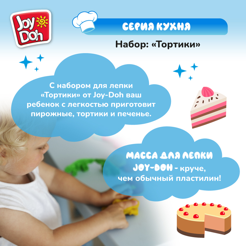 Масса для лепки Joy-Doh, набор ТОРТИКИ CAKE-200 pot