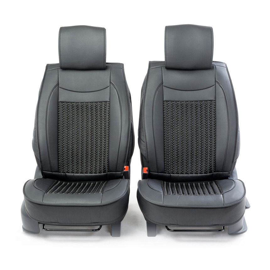 Каркасные накидки на передние сиденья "Car Performance", 2 шт., экокожа CUS-2072 BK/BK