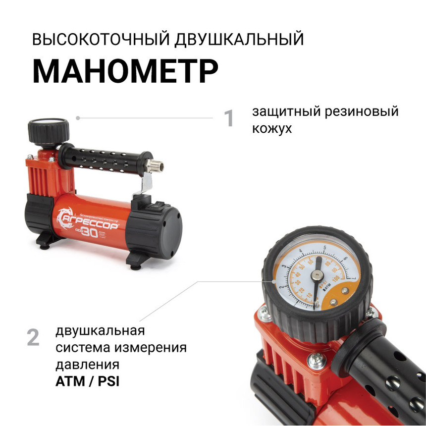 Компрессор воздушный АГРЕССОР, 30 л./мин. AGR-30