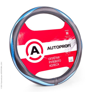 Оплётка руля AUTOPROFI AP-1413 BK/BL (M)