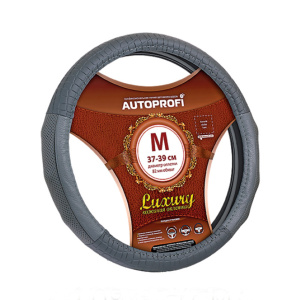 Кожаная оплётка руля AUTOPROFI AP-1040 GY (M) Кожаная оплётка руля AUTOPROFI AP-1040 GY (M)