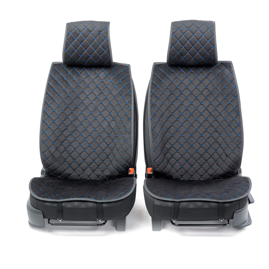 Накидки на передние сиденья "Car Performance", 2 шт., алькантара CUS-1012 BK/BL Накидки на передние сиденья "Car Performance", 2 шт., алькантара CUS-1012 BK/BL