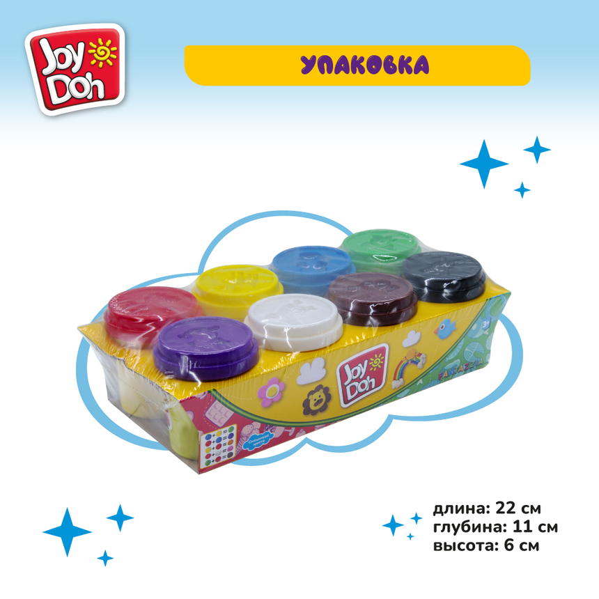 Масса для лепки Joy-Doh, набор из 8 баночек 56 г POT-08/056 Масса для лепки Joy-Doh, набор из 8 баночек 56 г POT-08/056