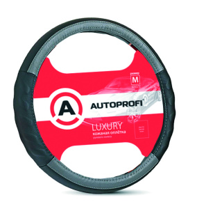 Кожаная оплётка руля AUTOPROFI AP-1070 BK/GY (M) Кожаная оплётка руля AUTOPROFI AP-1070 BK/GY (M)